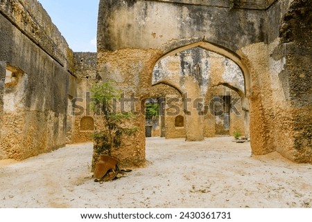 Ruins of Mtoni palace. Place of first years of princess Salme. Zanzibar, Tanzania Royalty-Free Stock Photo #2430361731