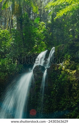 This unspoiled seasonal waterfall in the middle of the wilderness is called the Grenjengan Kembar waterfall. Detailed photos of the waterfall using a slow shutter speed technique
