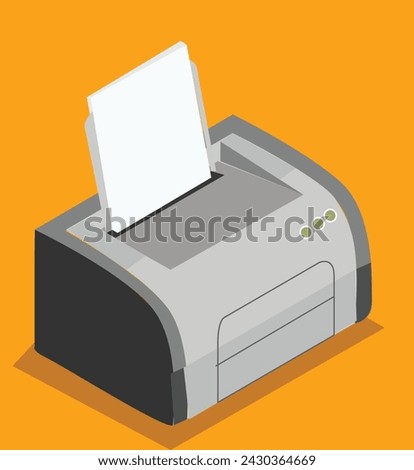 illustration of a printer with a yellow background Royalty-Free Stock Photo #2430364669