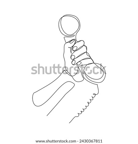 Continuous single line sketch drawing of hand holding old telephone receiver. One line of phone telecommunication vector illustration 