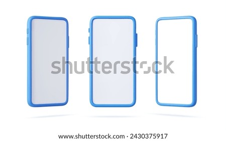 3D Render Smartphone mockup with blank white screen on a white background. 3d rendering. Vector illustration