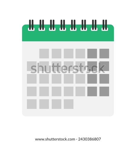 calendar reminder isolated on white, vector simple illustration of cartoon calendar icon with marked dates
