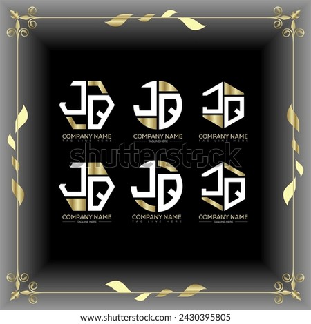 JQ letter logo set design.JQ monogram polygonal and circle shape vector. JQ unique design.
