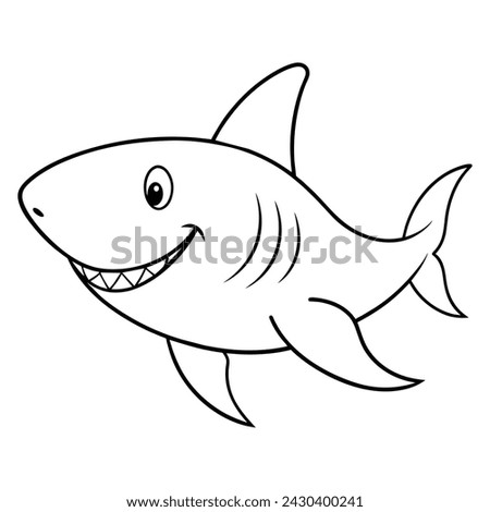 Vector of shark illustration coloring page for kids