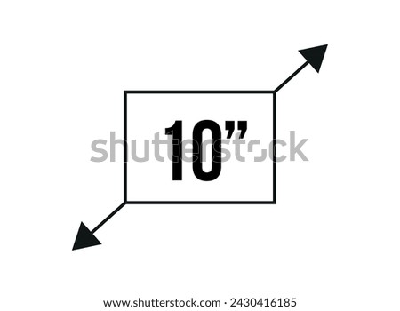 10 inches. Vector screen measurement and resolution in inches. Size in inch isolated on white background Royalty-Free Stock Photo #2430416185