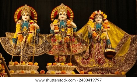 A statue of Lord Ram, Goddess Sita and Laxman from ISKCON temple. Rajkot Royalty-Free Stock Photo #2430419797