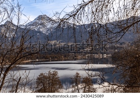 Lake Faaker See and the Karawanken ridge in Austria, Carinthia in winter Royalty-Free Stock Photo #2430425089