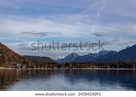 Lake Faaker See and the Karawanken ridge in Austria, Carinthia in winter Royalty-Free Stock Photo #2430425091