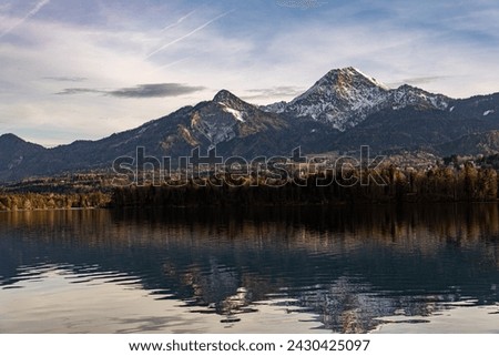 Lake Faaker See and the Karawanken ridge in Austria, Carinthia in winter Royalty-Free Stock Photo #2430425097