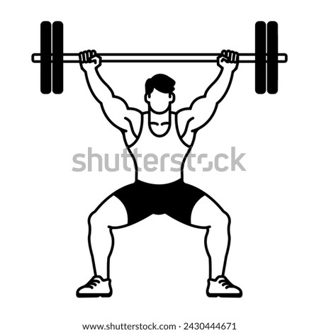 Weightlifter doing a squat clip art. vector illustration