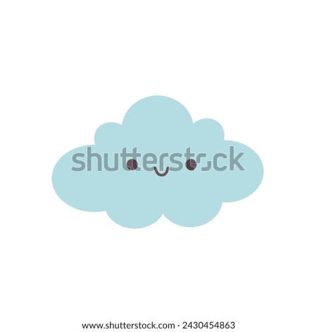 Cute cloud character. Smiling cloud face. Vector illustration in flat style