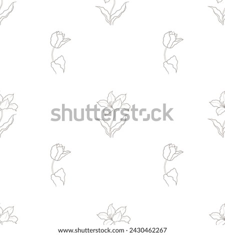pattern with tulip drawn in vector, spring bulbous flower. Royalty-Free Stock Photo #2430462267