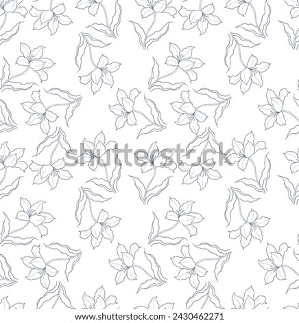 pattern with tulip drawn in vector, spring bulbous flower. Royalty-Free Stock Photo #2430462271