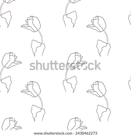 pattern with tulip drawn in vector, spring bulbous flower. Royalty-Free Stock Photo #2430462273