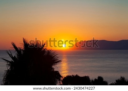 Panoramic picture. Sunrise on the paradise Mediterranean sea bay near Scopello, Sicily, Italy