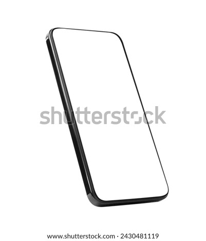 One modern smartphone with blank screen isolated on white