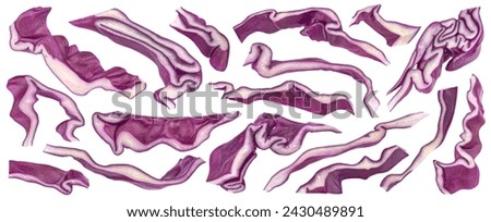 Shredded red cabbage isolated on white background Royalty-Free Stock Photo #2430489891