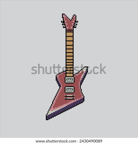 Pixel art illustration Guitar. Pixelated Guitar. Guitar music instrument. pixelated for the pixel art game and icon for website and video game. old school retro.