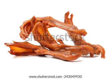 sauce duck claws on white background