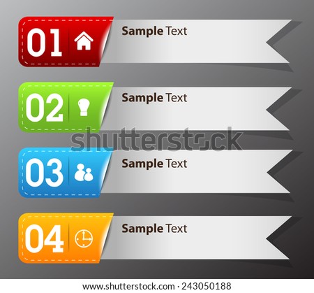 colorful modern text box template for website computer graphic and internet, numbers. ribbon