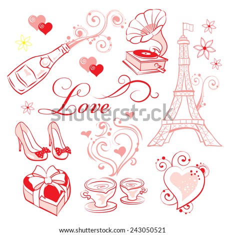 A set of high-quality vector clip-art on the theme of Valentine's Day.