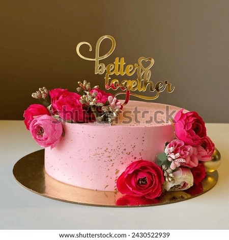 beautiful cake for birthday and wishes  Royalty-Free Stock Photo #2430522939