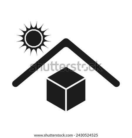 Abstract home and sun icon. Minimalist design. Vector illustration. EPS 10.