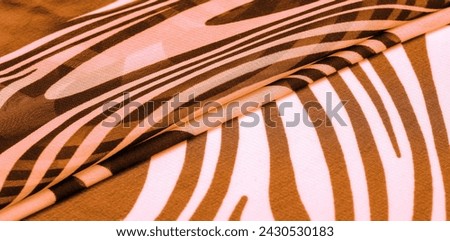 ilk fabric, brown and white abstract lines. The magical shape of an abstract brown and white pattern. Retro modern decor, textile art, design, texture, background, pattern Royalty-Free Stock Photo #2430530183