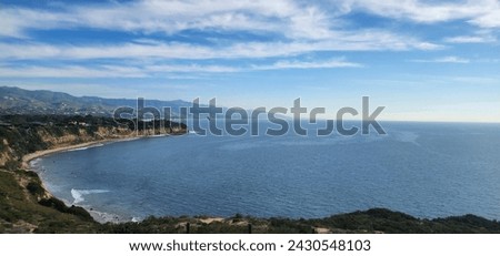 Ocean view from the trail atop the Point Dume Natural Preserve area of Malibu California  Royalty-Free Stock Photo #2430548103