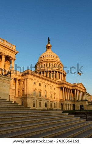 The United States Congress and on Capitol Hill. Capitol Building in the morning