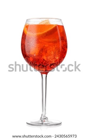Aperol spritz cocktail with orange slice and ice isolated on white Royalty-Free Stock Photo #2430565973