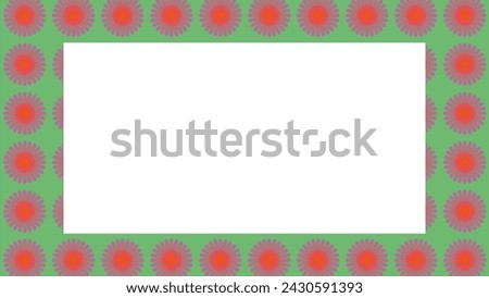 White frame background with pink and red flowers. Copy space. clip art.
