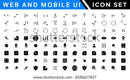 UI icons set. Vector. For mobile, web, social media, business. User interface elements for mobile app. Simple modern design.
