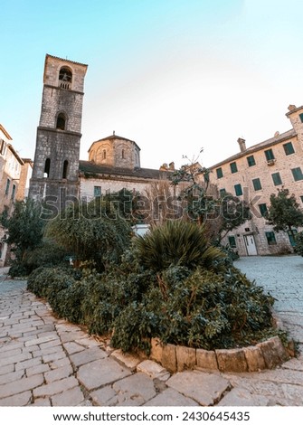 Kotor, Montenegro - FEB 14, 2024: Saint Marry of the River Collegiate Church in the old town of Kotor, Montenegro. Royalty-Free Stock Photo #2430645435