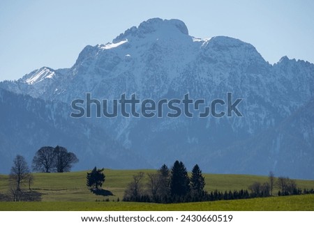 View of the mountain Saeuling near Fuessen in Bavaria Royalty-Free Stock Photo #2430660519