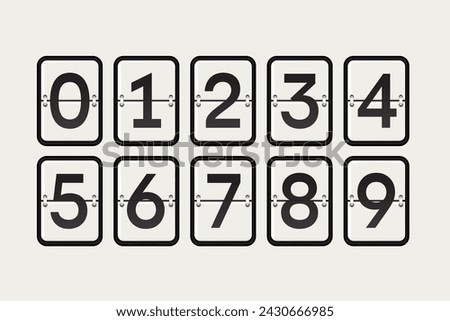 Plastic score board digits vector set