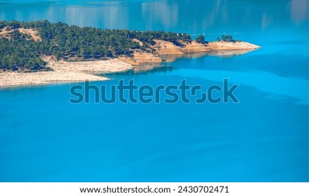 Panoramic view of  Ermenek Dam and lake on a sunny day - Konya, Turkey