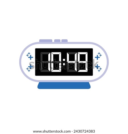 Digital Modern Alarm Clock Close Up Displaying 10:49 O'clock, Simple Flat Icon Vector