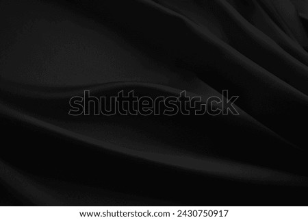 Black white dark abstract luxury elegant premium background. Silk satin velvet fabric. Drapery fold curved line wave flowing. Design. Royalty-Free Stock Photo #2430750917