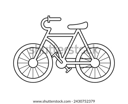 bicycle outline for coloring book template, bicycle for kids illustration worksheet printable