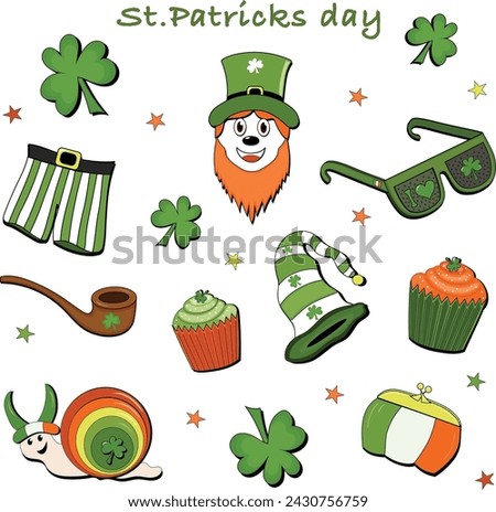 Saint Patricks day clip art set icons vector