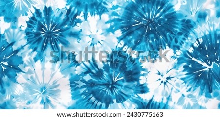 Blue and white  Fabric Tie Dye Pattern Ink , colorful tie dye pattern abstract background. Tie Dye two Tone Clouds . Shibori, tie dye, abstract batik brush seamless and repeat pattern design. Royalty-Free Stock Photo #2430775163