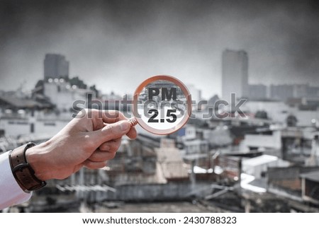Allergies, headaches, N95, PM 2.5 from air pollution and dust exceeding safety standards. health care, environment. Royalty-Free Stock Photo #2430788323