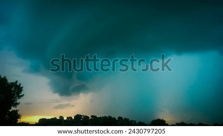 Rain shaft from storm silhouette.