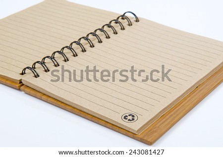 Open Blank Page notebook on white background