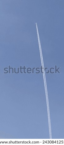 Pictures of the sky, the moon and airplane smoke