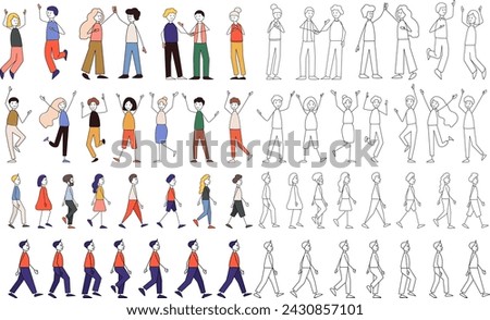 set of people, simple figures, sketch vector
