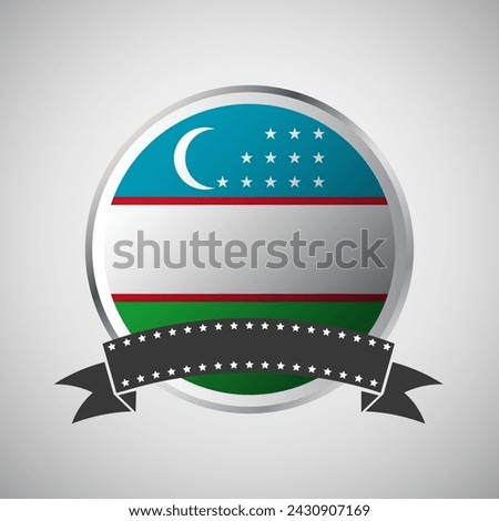 Vector Uzbekistan Round Flag Banner Vector Illustration