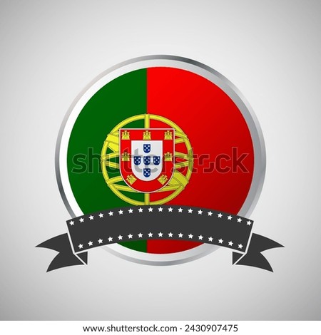 Vector Portugal Round Flag Banner Vector Illustration