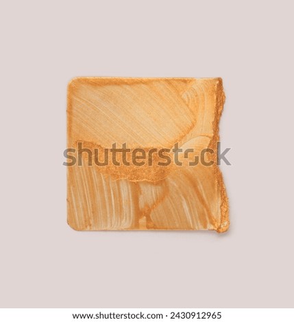Gold painting Torn empty grunge pieces texture cardboard paper on gray beige background. 